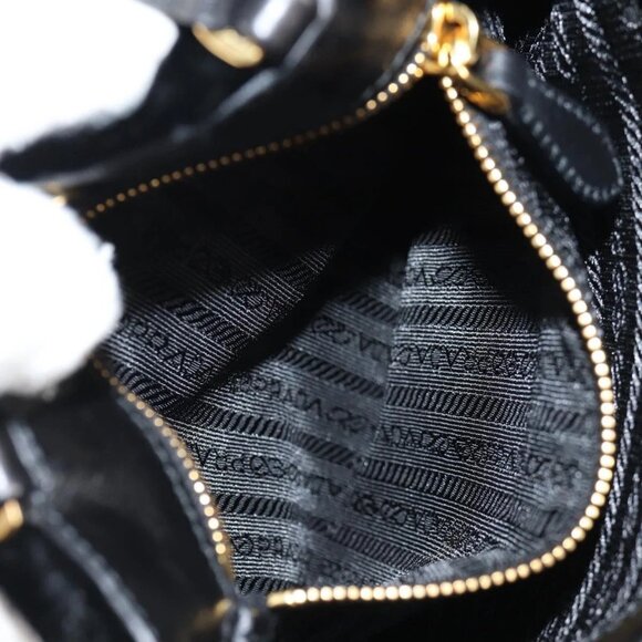 PRADA Hand Bag Velor Black Gold Auth 132428V - Picture 12 of 16